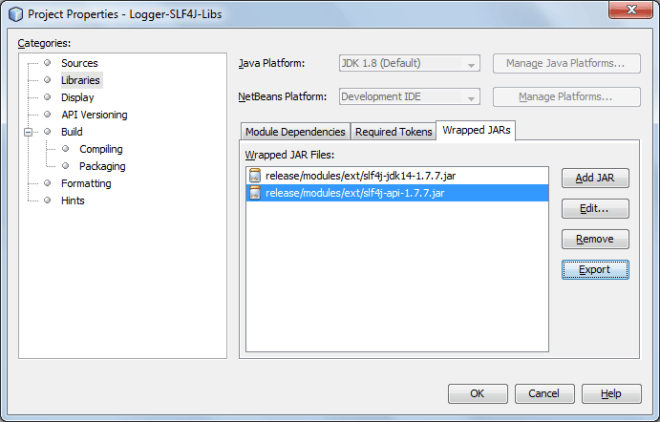 Netbeans RCP module wrapping SLF4J libraries